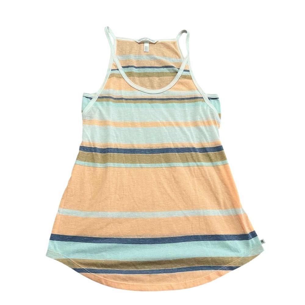 Y2K 2000s Victoria's Secret PeachStriped Tank Size XS Beach Summer Cover Up Surf